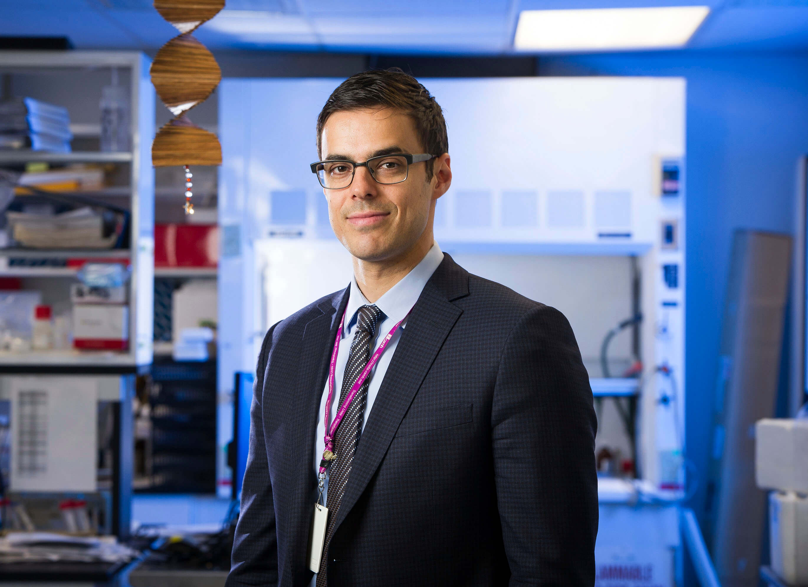 Dr. Aristotle Voineskos in a science lab.