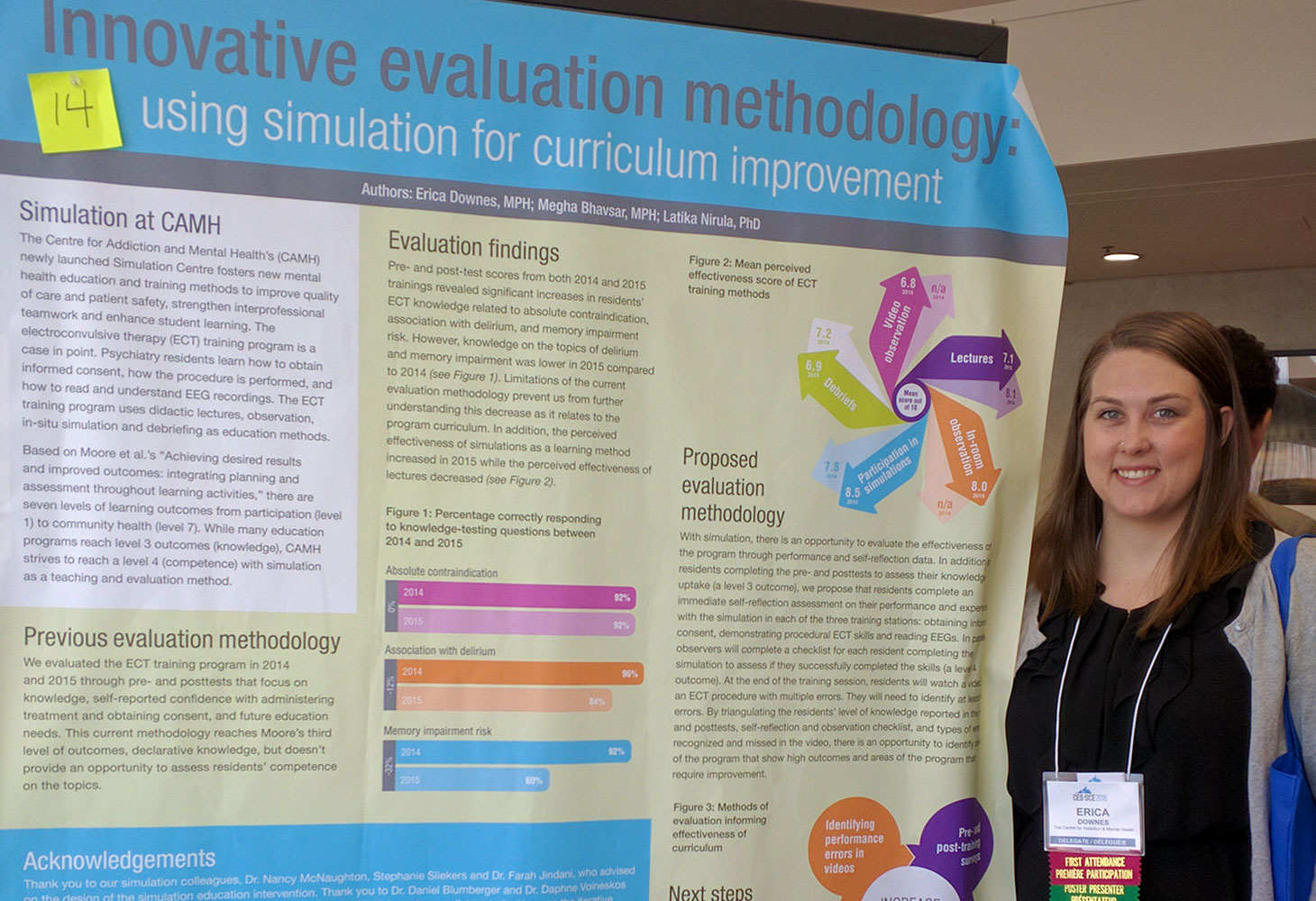 Erica poses with Sim Evaluation poster.