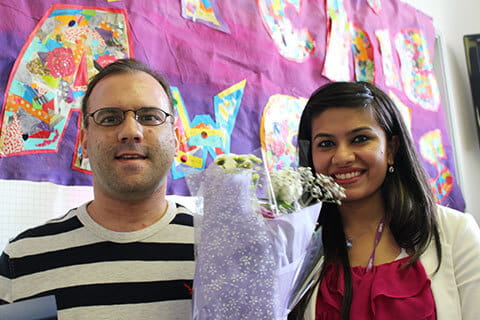 Nelson with CAMH Registered Nurse Seharish Jindani 