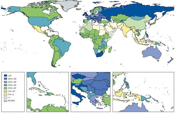 Any alcohol use (per cent) during pregnancy among the general population, 2012*
