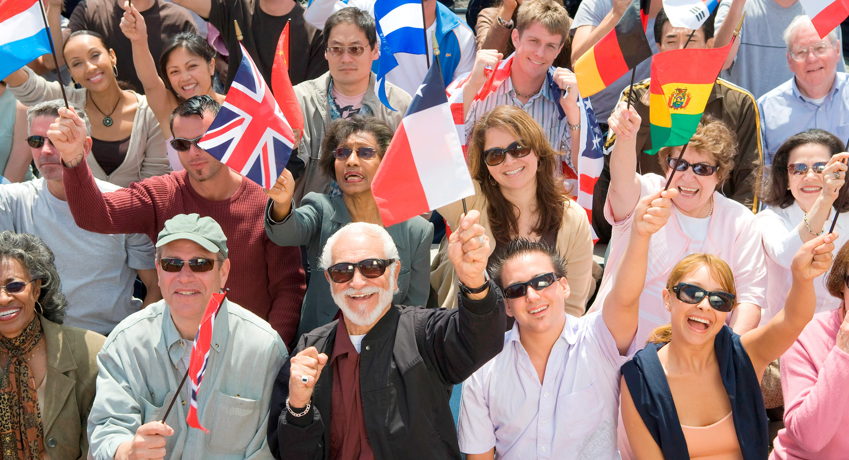 A rally of people from different nations.