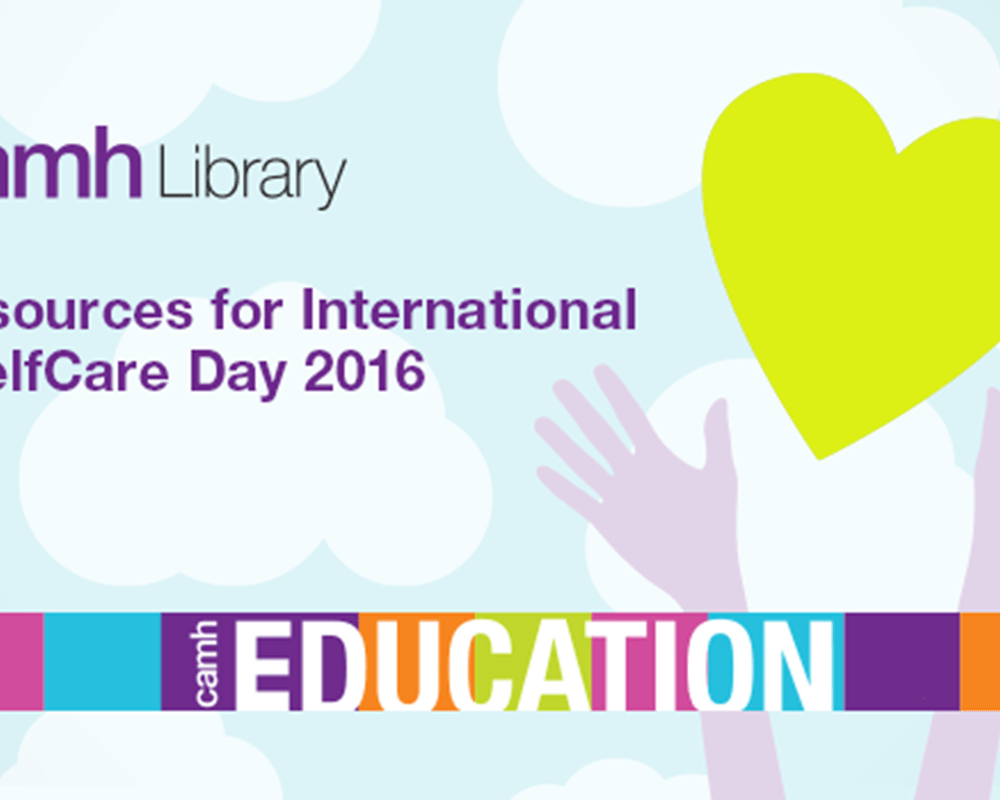 A colourful banner created by CAMH Library with the phrase