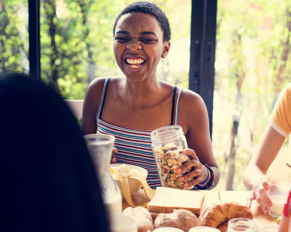Women having a healthy breakfast.
