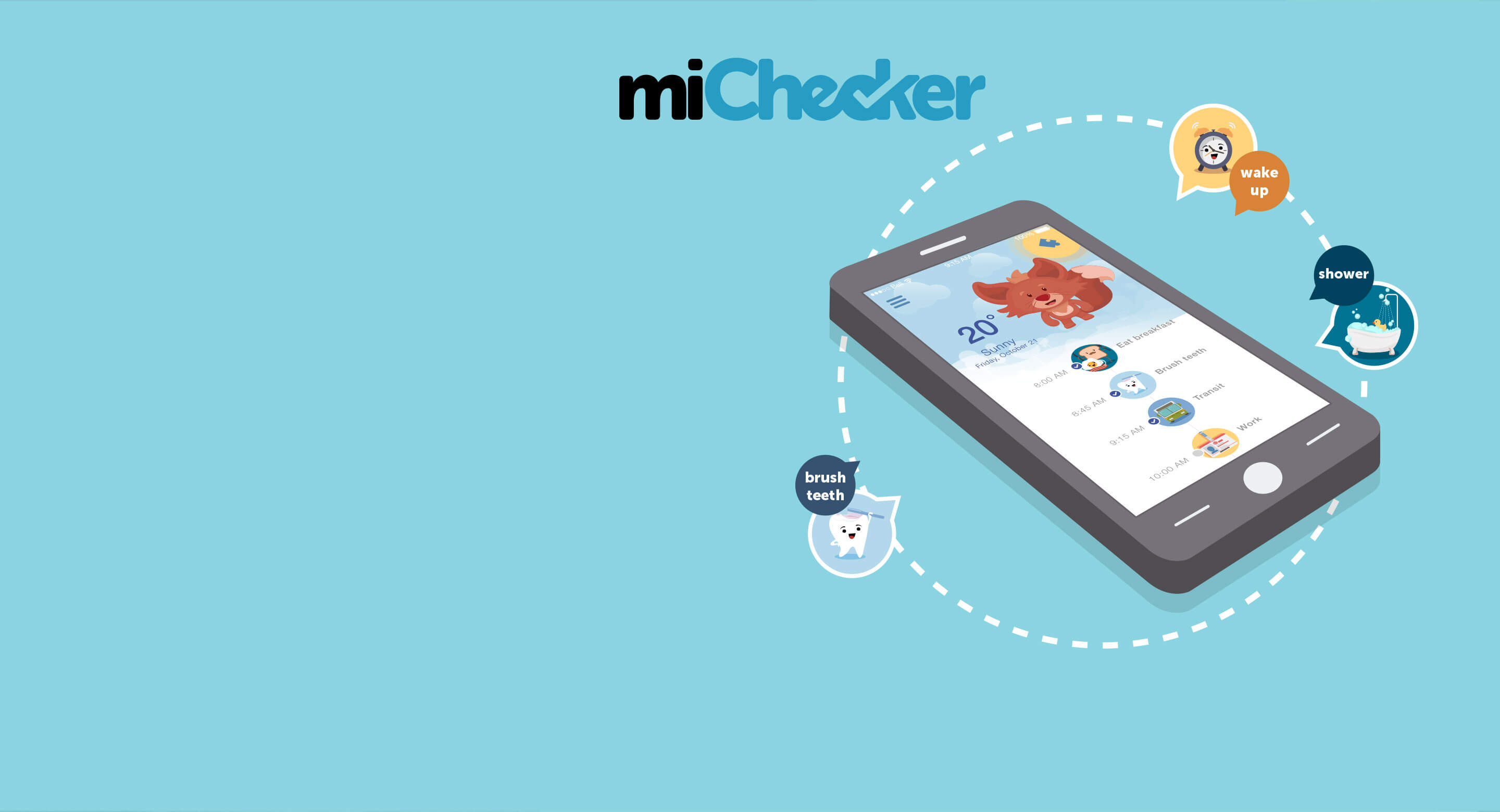 Demo images from the MiChecker app pitch.