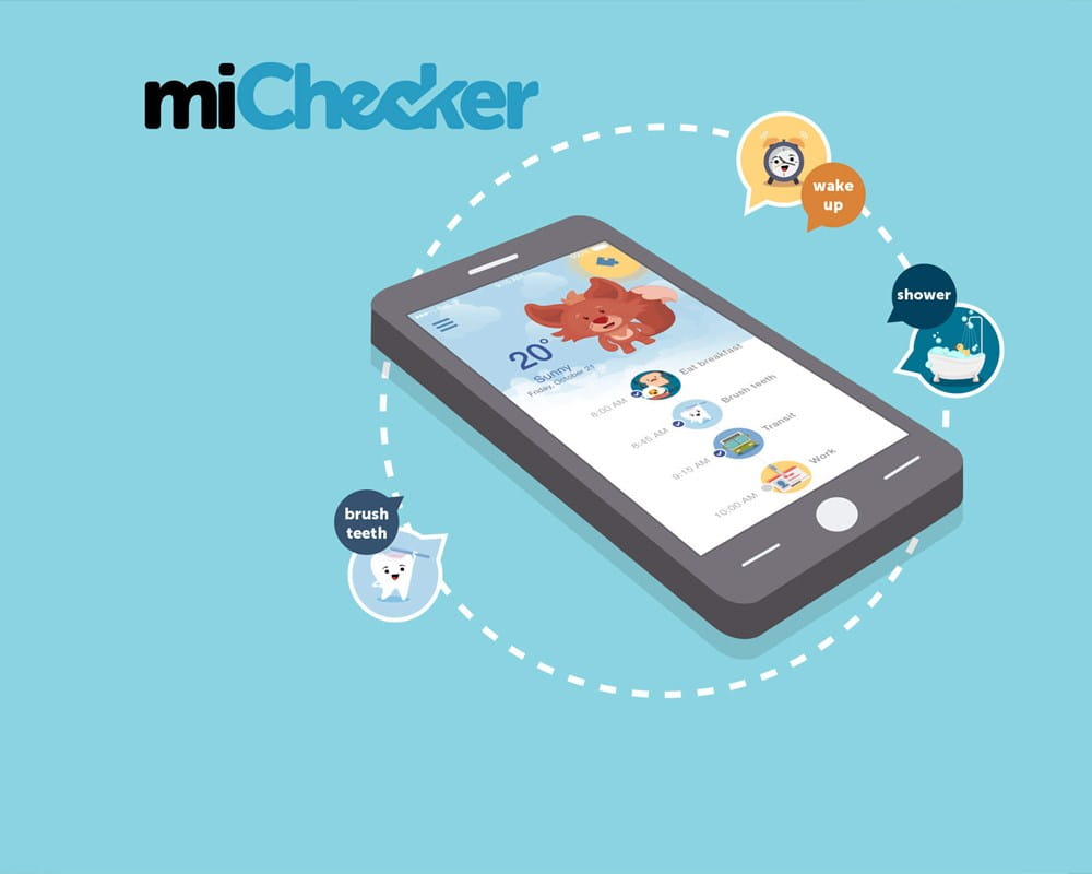 Demo images from the MiChecker app pitch.
