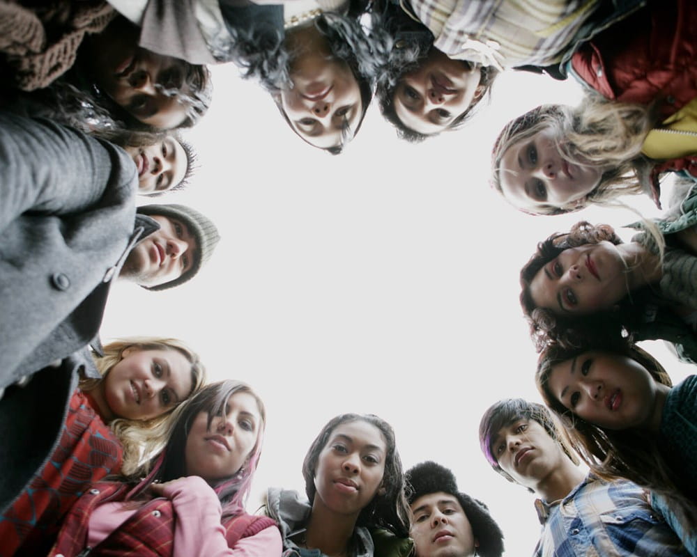 Circle of young people