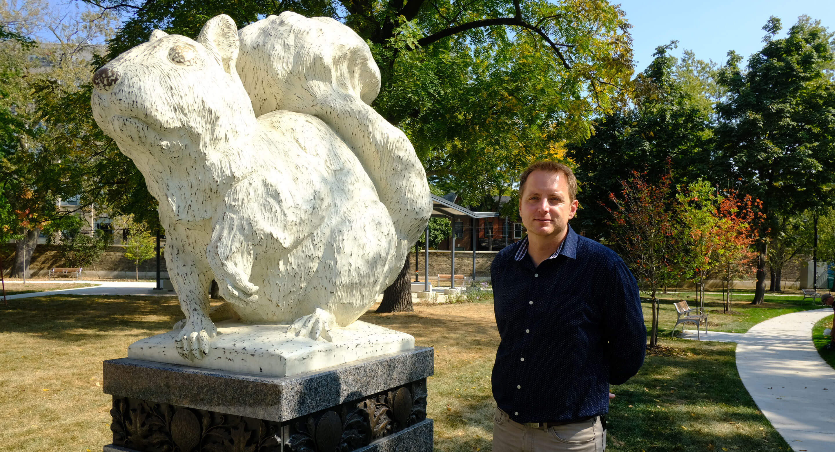 White squirrel sculpture