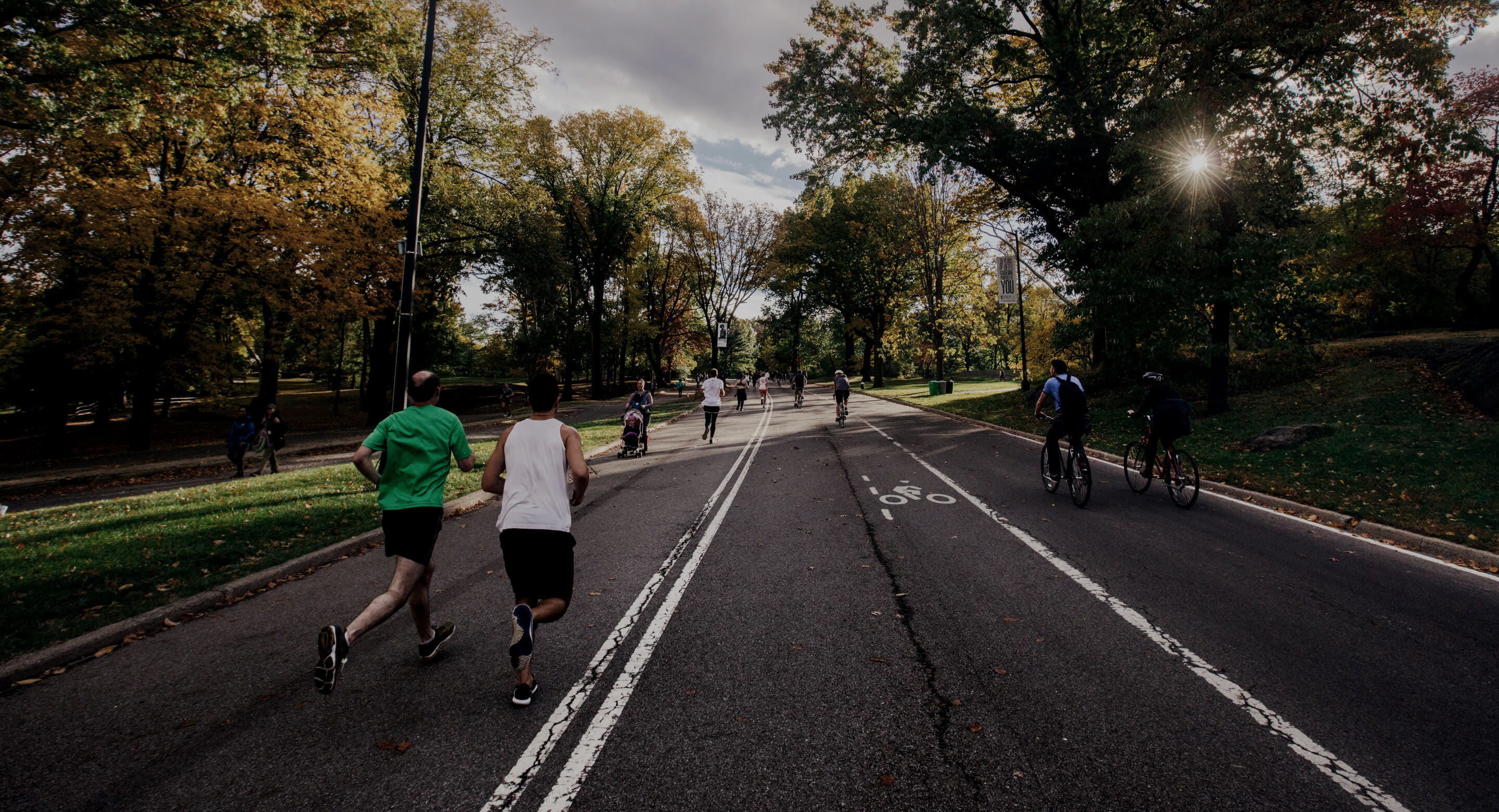 People running in a park
