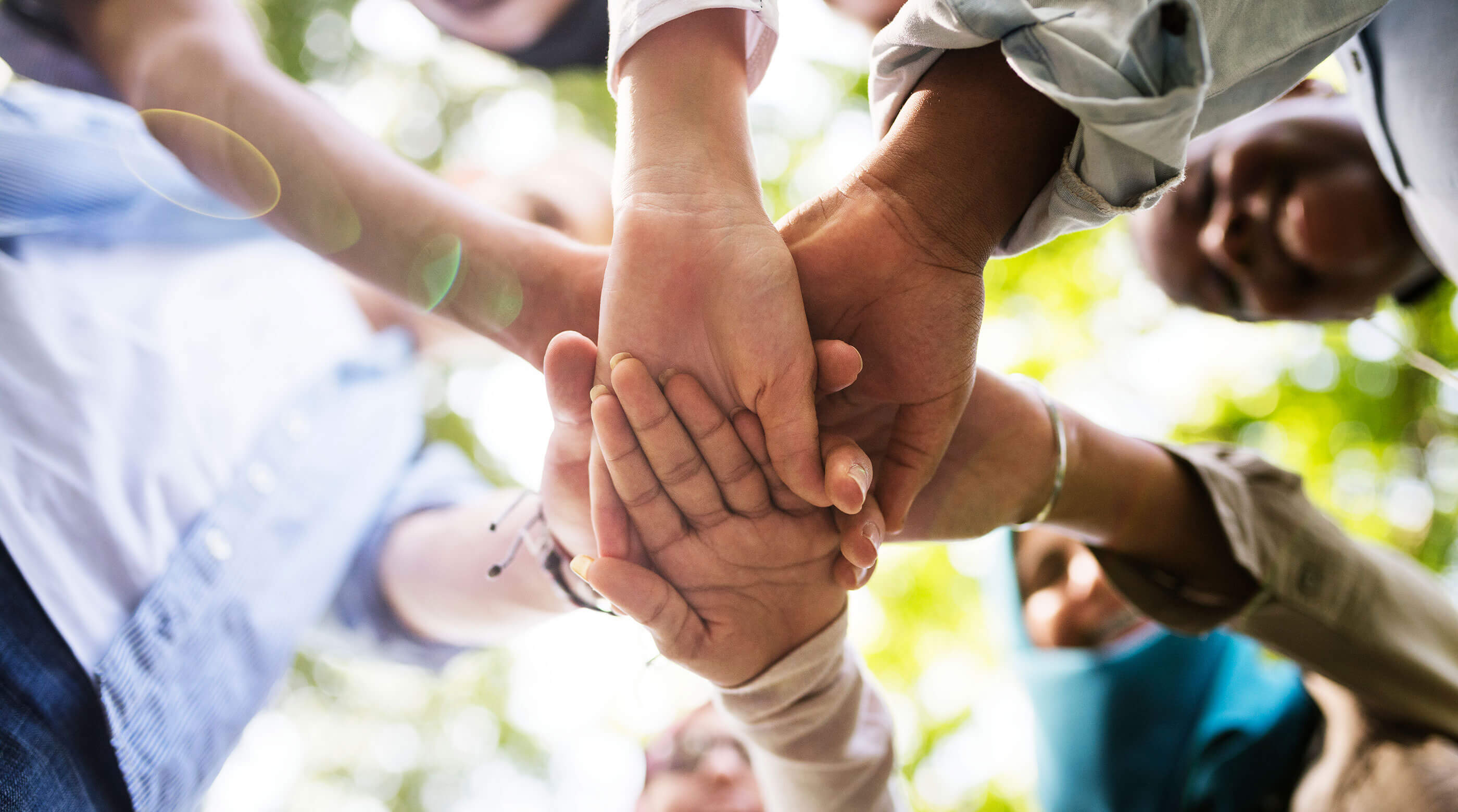 Diverse group of youth holding hands